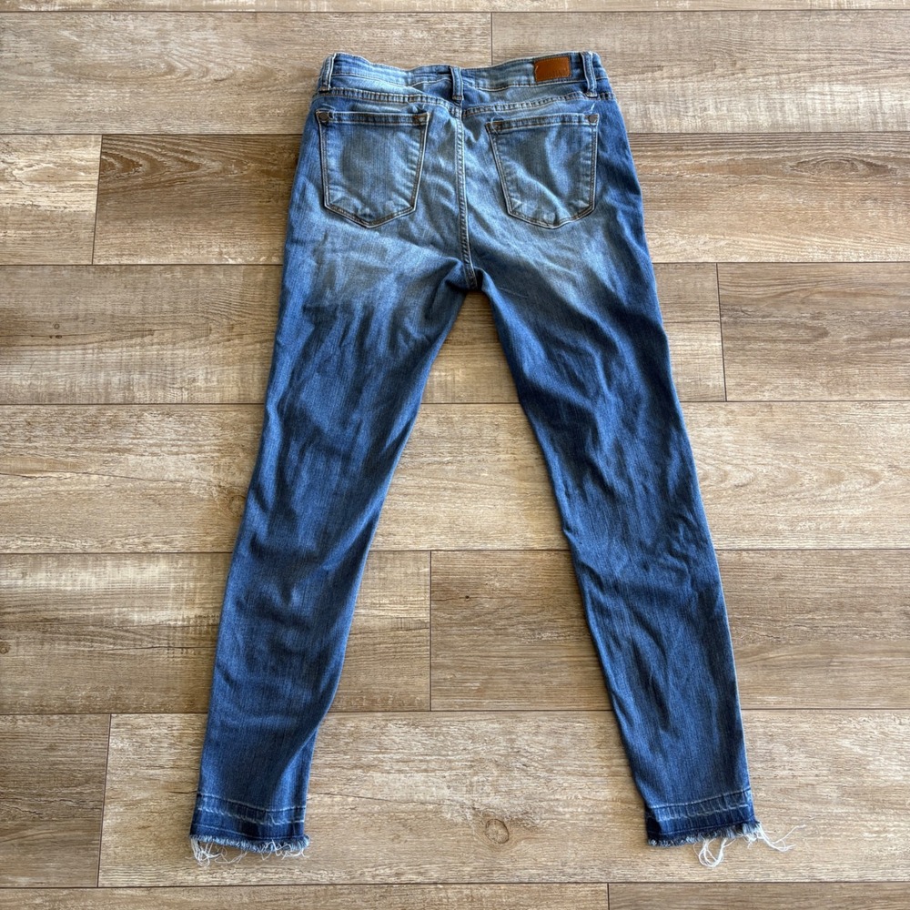 Judy Blue Skinny Jeans Women 13/31 Blue Distressed Raw Hem Mid Rise JB8240MD - Picture 2 of 8
